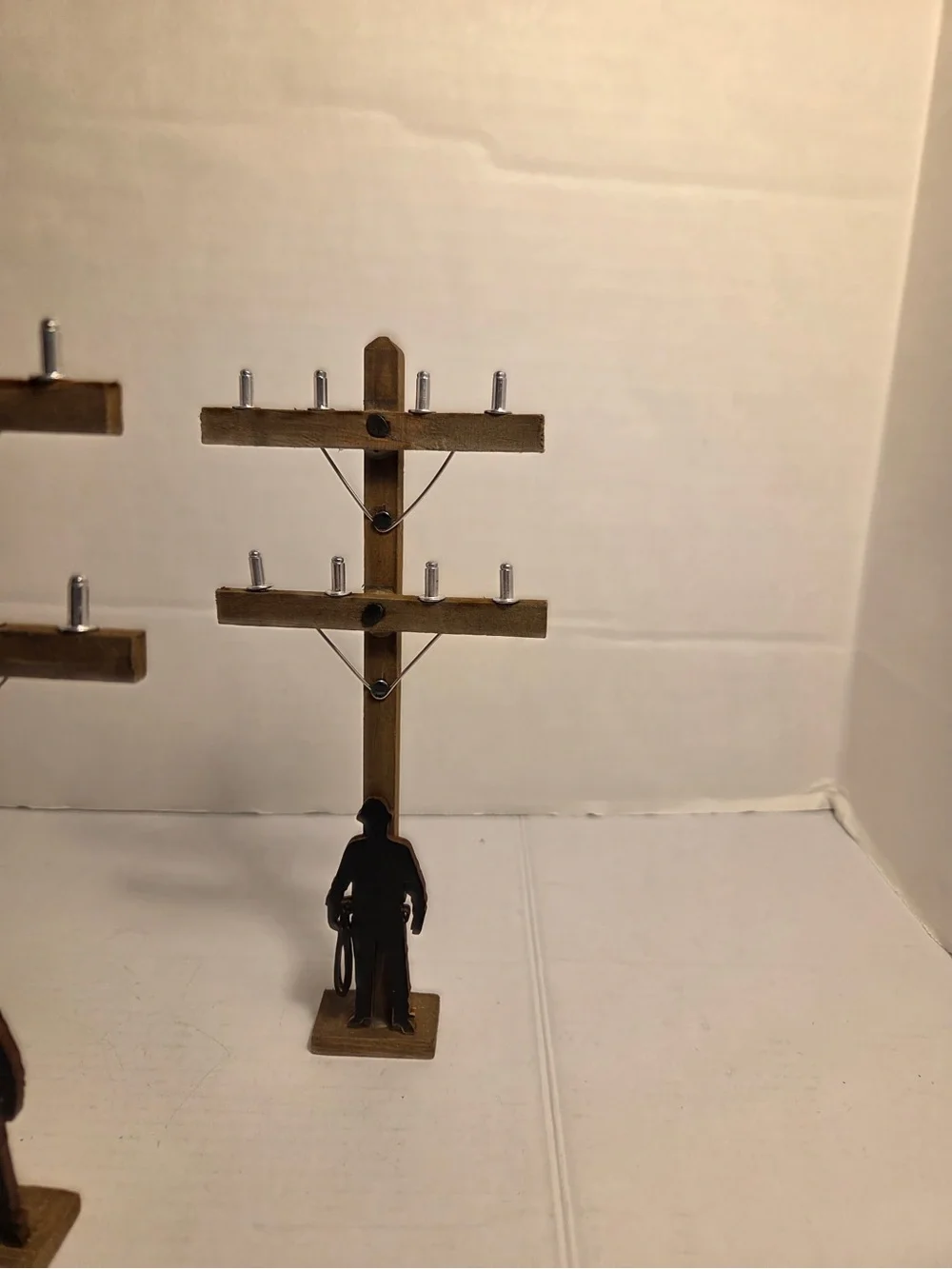 4 LINEMAN POLE & Silhouette Climber | cake decoration | 12” Miniature Decor